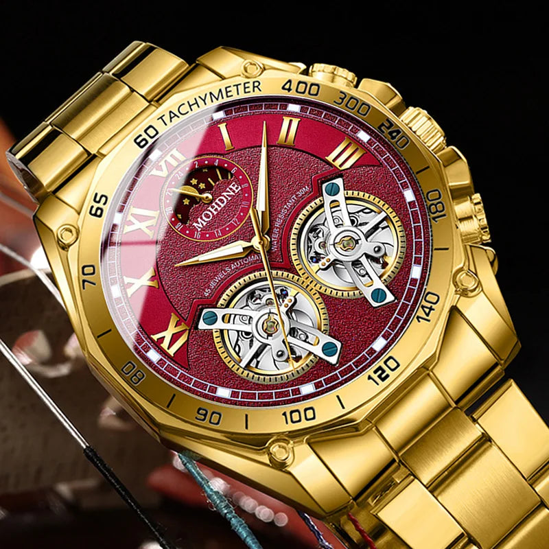 BINBOND Montre-bracelet de luxe pour homme à quartz, cadran décoratif élégant, décontractée, militaire, sport, étanche, horloge pour homme
