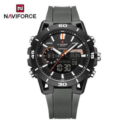 NAVIFORCE Montre Homme Double Affichage Étanche 50M Compte à Rebours Chronographe Réveil Montre-bracelet de Sport Tendance NF7135
