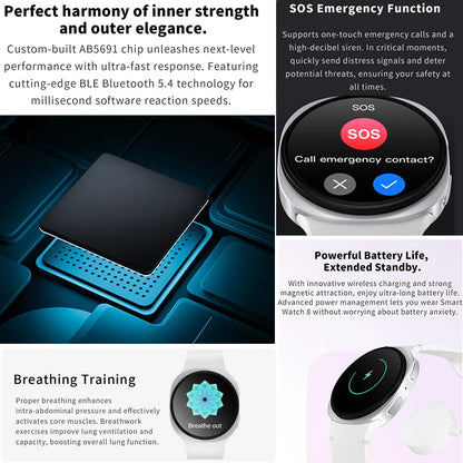 2025 Nouvelle Montre Connectée 8 Mini GPS Traceur Smartwatch Hommes Femmes Navigation par Carte Appel Bluetooth NFC IP68 Étanche Boussole Sport Montre Intelligente