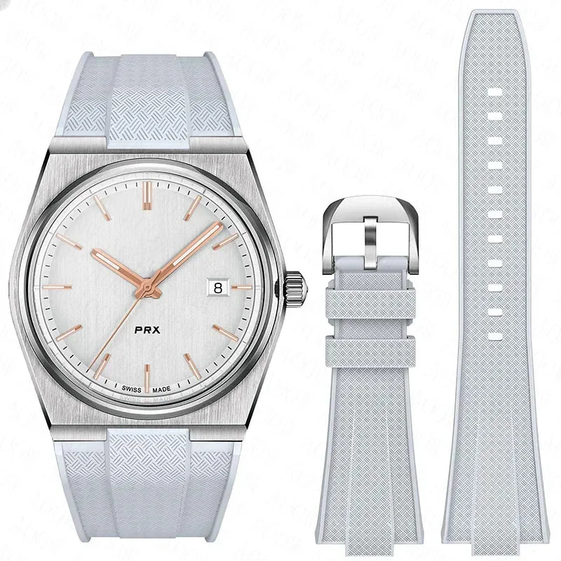 Bracelet de montre en caoutchouc convexe pour homme Tissot PRX T137.407/T137.410 Super Player 40mm à dégagement rapide en silicone 12mm