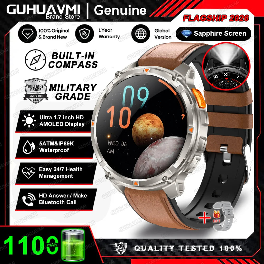 Montre connectée 2026 New T-Rex3 Pro 1100mAh Batterie GPS 5ATM Étanche Sport Course Extérieur Boussole Militaire