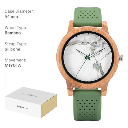 Montre en bois unisexe BOBO BIRD pour hommes et femmes, légère, fabriquée à la main, à quartz, personnalisée en bambou