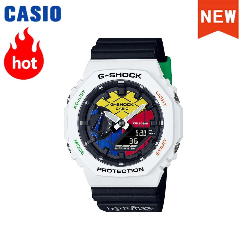 Montre homme Casio GA-2100 série 2026 Flame Inside, montre tendance sport multifonction mode antichoc à disque de couleur G-SHOCK