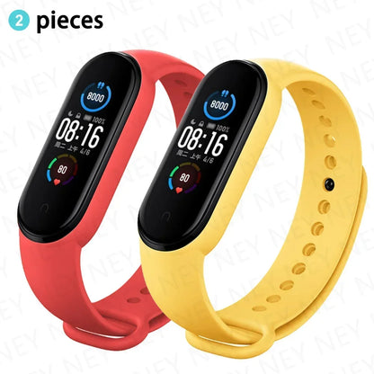 2PCS Watch Strap For Xiaomi Mi Band 7 6 5 4 3 Wristband Silicone Bracelet Wrist Straps MiBand 3/4 band6 Smartwatch Accessories