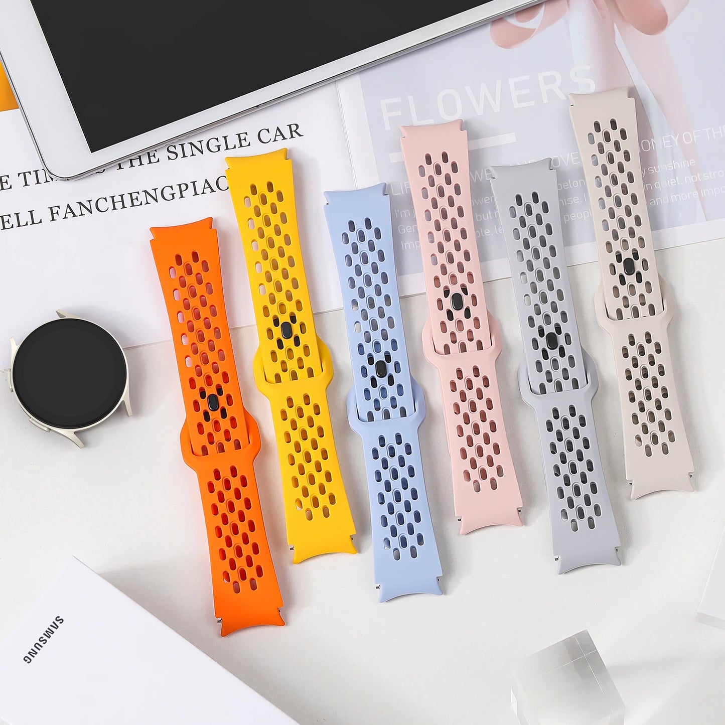 for Samsung Galaxy Watch 7 Strap 4/5/6/FE/classic/Pro 44mm 40mm wrist belt Silicone Sport correa Bracelet Galaxy Watch 7 Band