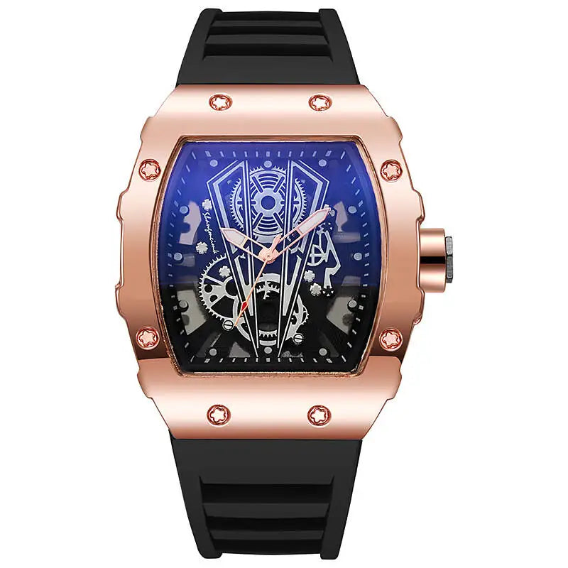 1/2 Montres homme tendance Montre de luxe à grand cadran à quartz Montre de sport décontractée à bracelet en silicone Reloj Hombre (sans boîte)