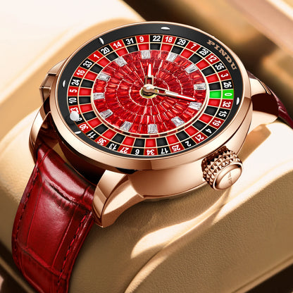 NOUVELLE montre mécanique à cadran rotatif en diamant rouge PINDUI Design avec mouvement NH35 en acier inoxydable, montre automatique de luxe pour hommes
