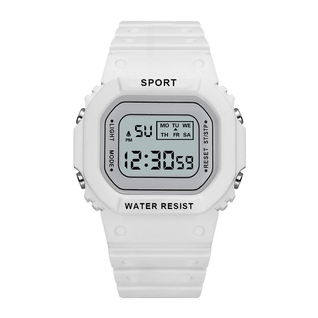 Montre de sport YIKAZE pour garçons et filles, montre électronique à LED pour étudiants, montre numérique carrée colorée pour hommes et femmes, montre étanche en caoutchouc