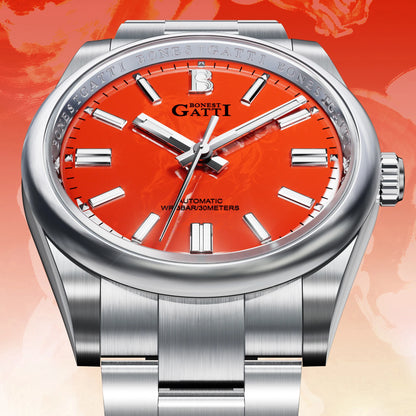 BONEST GATTI Men Automatic Watch 40mm Mechanical Wristwatch 30M Waterproof Sapphire Mirror Luminous Horse Year Dial