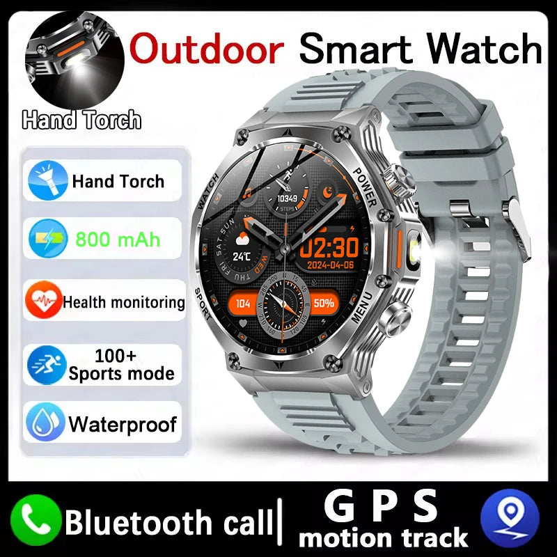 Nouvelle montre intelligente de sport robuste d'extérieur, écran HD 1,8" 390*390, batterie longue durée 800 mAh, suivi de la condition physique, calories, distance.