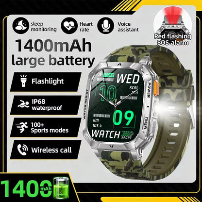 Nouvelle montre connectée 2026 Sport HD AMOLED Appel Bluetooth Étanche IP68 Lampe de poche GPS Extérieur Homme Batterie intelligente grande capacité 1000mAh
