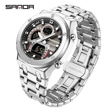 SANDA Multifunction Chronograph LED Stainless Steel Watch