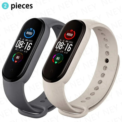 2PCS Watch Strap For Xiaomi Mi Band 7 6 5 4 3 Wristband Silicone Bracelet Wrist Straps MiBand 3/4 band6 Smartwatch Accessories