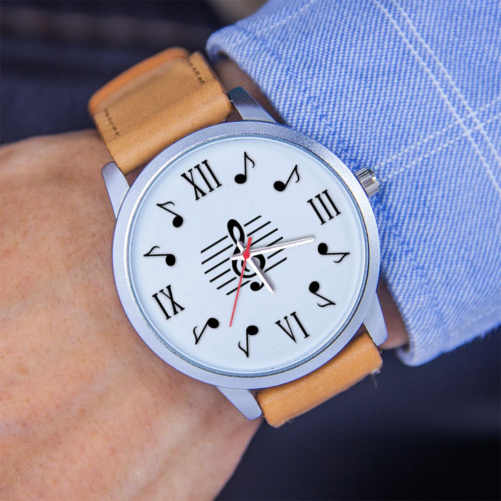 Montres-bracelets à quartz à symbole, Souvenir, Livraison gratuite, Montre-bracelet en or rose pour homme, Cadeau d'expert en musique, Naviforce, Note noire, Argent