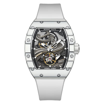 Montre-bracelet à mouvement mécanique BONEST GATTI, boîtier en fibre de carbone, cadran Grande Muraille luminescent, montres pour homme