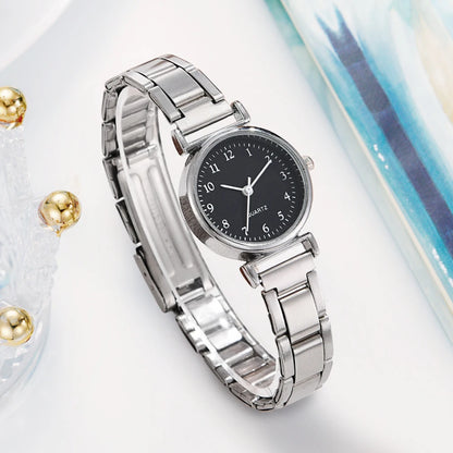 Montre Femme Mode Petit Cadran Arabe Bracelet en Acier Montre à Quartz pour Dames