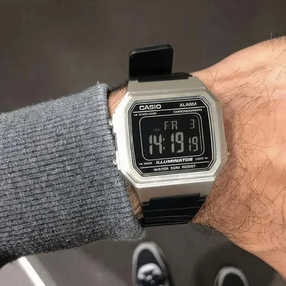 Casio W-217H digital watch with square display and everyday design