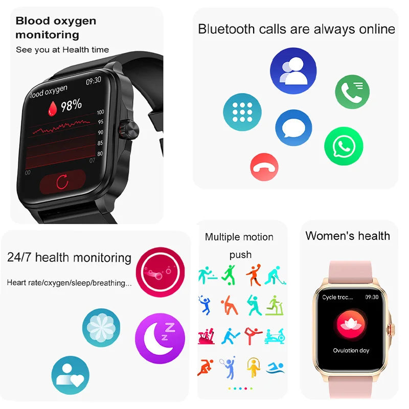 2026 Health Smart Watch Heart Rate Blood Oxygen Blood Pressure Monitoring Bluetooth Call IP67 GPS Track Tracking Smartwatches