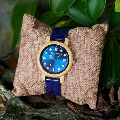 BOBO BIRD Montre Femme Bambou Légère Bracelet Cuir Véritable Montre Simple Élégante Tendance en Bois Cadeau pour Petite Amie