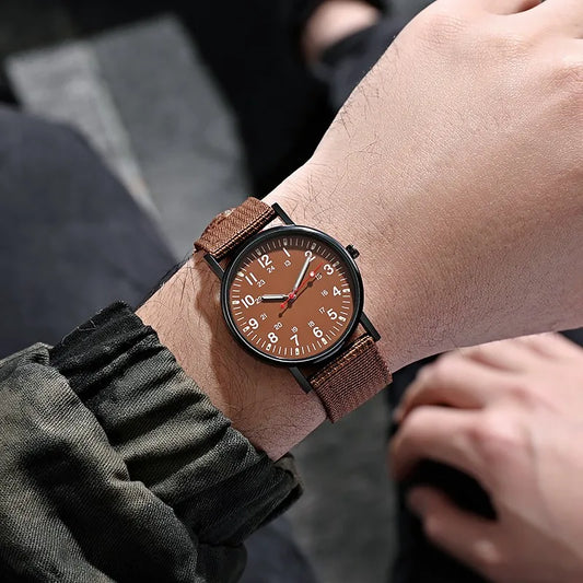Men's analog watch with large dial and luminous hands