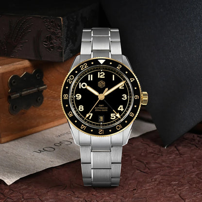 San Martin SN0140W NH34 GMT Automatic Sapphire Watch