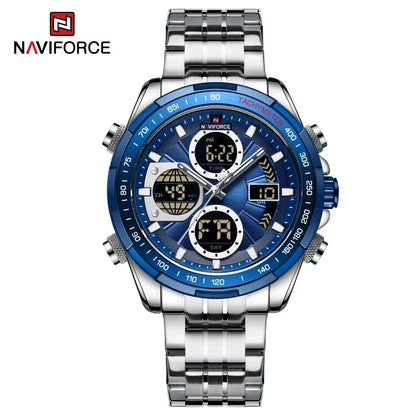 NAVIFORCE Montres à quartz pour hommes Nouvelle montre-bracelet sport double affichage étanche 30m Montre décontractée en acier inoxydable Relogio Masculino