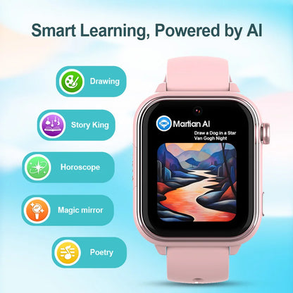 Montre intelligente GPS Wonlex KT37 pour enfants avec assistant vocal IA, application de surveillance, suivi de localisation WiFi, appel vidéo 4G