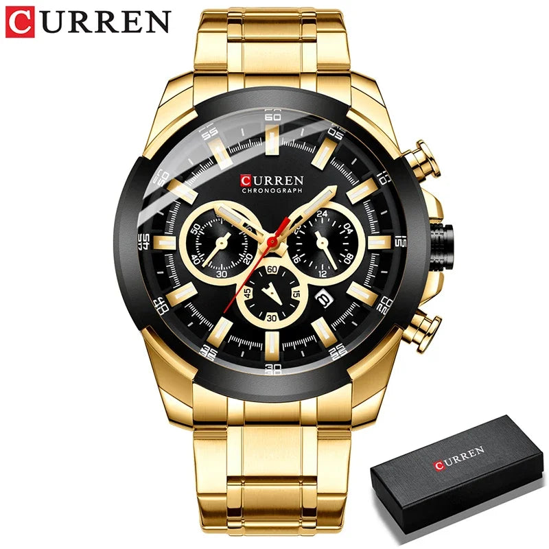 Montre à quartz CURREN pour hommes, marque de luxe, mode, affaires, montres en acier étanches pour hommes, montre-bracelet de sport, Relogio Masculino