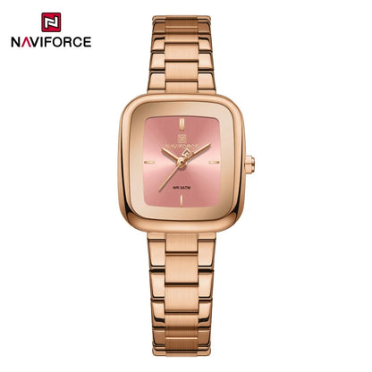 NAVIFORCE Montres Fashion Femme Sport 30M Étanche Femme Montres en Acier Inoxydable Montre Carrée Unique Ultra Légère pour Filles