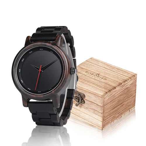 BOBO BIRD Montre en Bois Hommes Femmes Ébène Minimaliste Montre-Bracelet Mouvement Japonais Quartz Relogio Masculino Montres Personnalisées