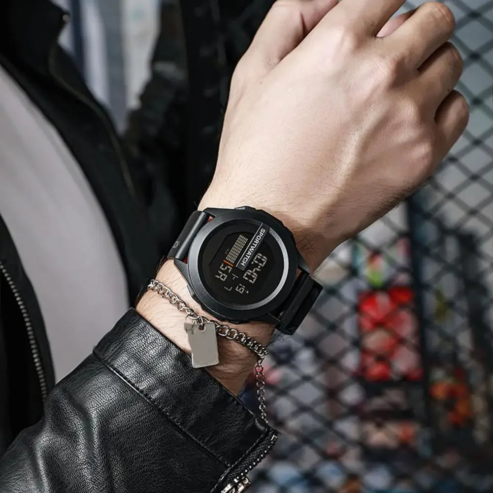 Digital sports watch with LED display, alarm and multifunction features