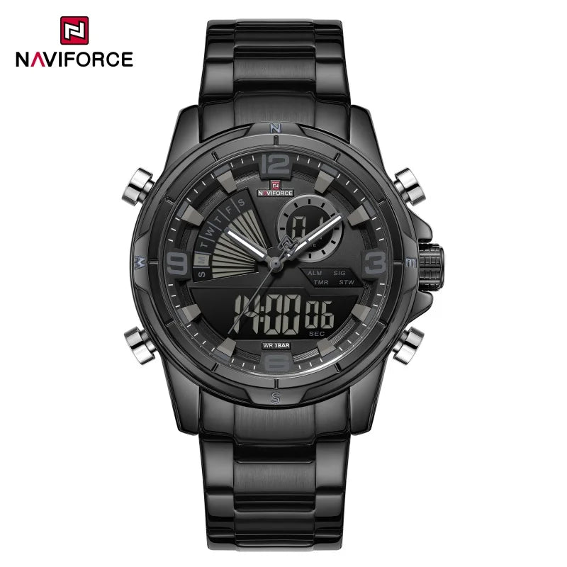 NAVIFORCE Montres de Luxe Militaires pour Hommes Chronographe Mode Alarme Montres-bracelets à Quartz pour Hommes Sports Calendrier Mensuel Étanche Cadeau