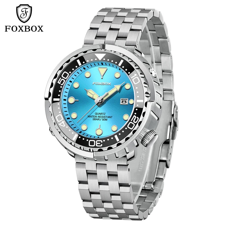 2026 LIGE Fashion Mens Watches Foxbox Top Brand Luxury 5ATM Sports Waterproof Watch for Men Quartz Date Clock Luminous Watch+Box