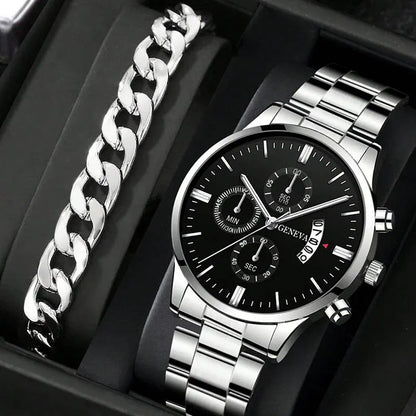 Montre Bracelet Homme Luxe Calendrier Quartz Montre-Bracelet Affaires Homme Montre Horloge Homme Bracelet