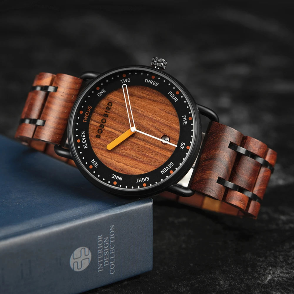 BOBO BIRD Wooden Date Display Watch 42mm Model