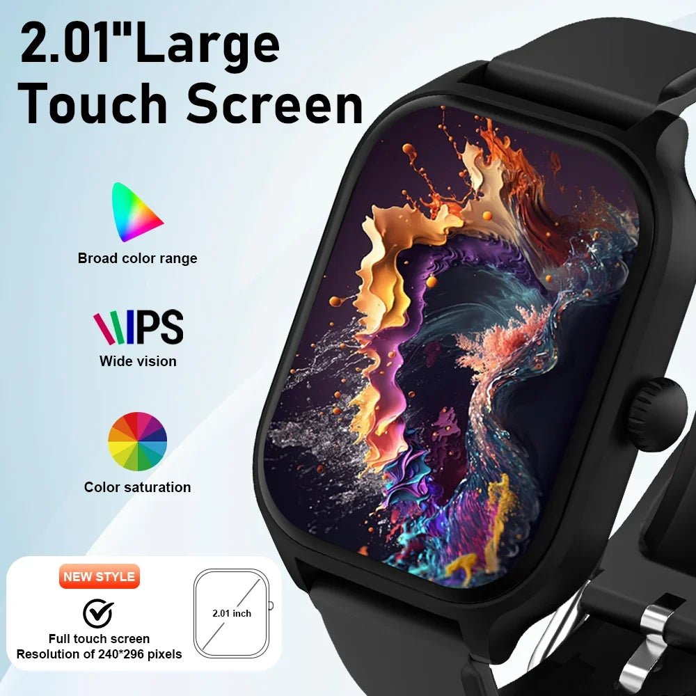 Montre connectée homme 2026, cadeau femme, écran tactile HD 2,01 pouces, montre de sport et de fitness, électronique, appel Bluetooth, smartwatch