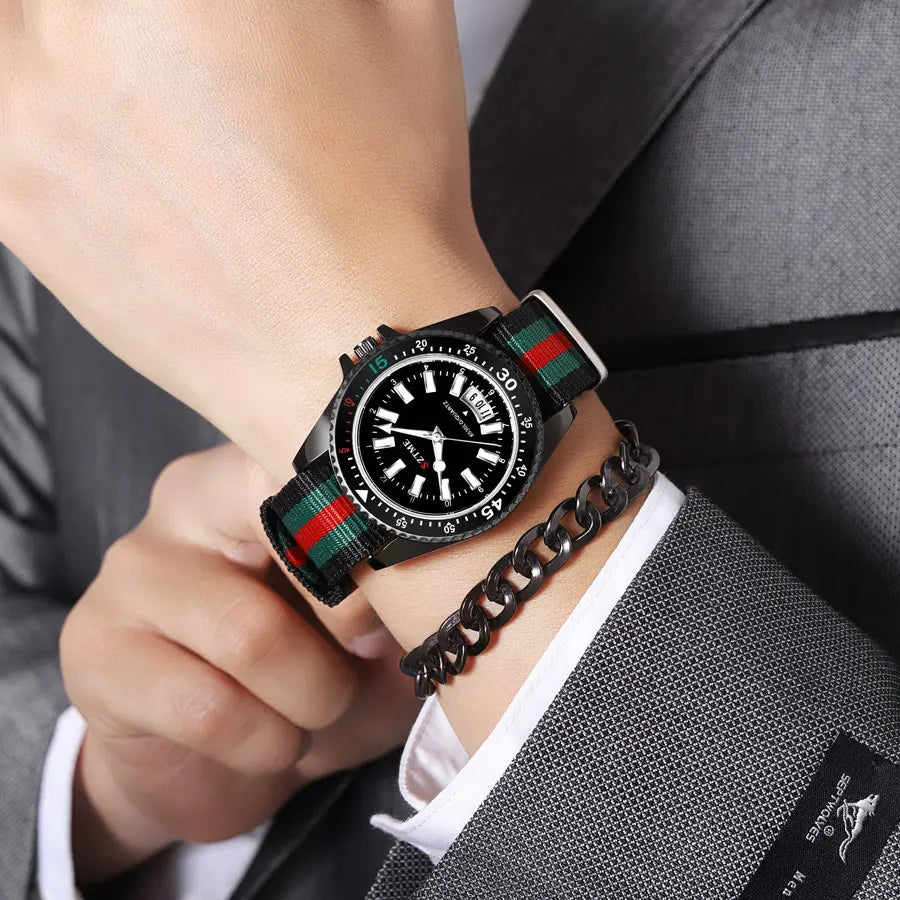 Nouvelle montre de calendrier à bracelet en nylon pour homme, luxueuse et simple montre à quartz de nuit pour hommes et femmes d'affaires
