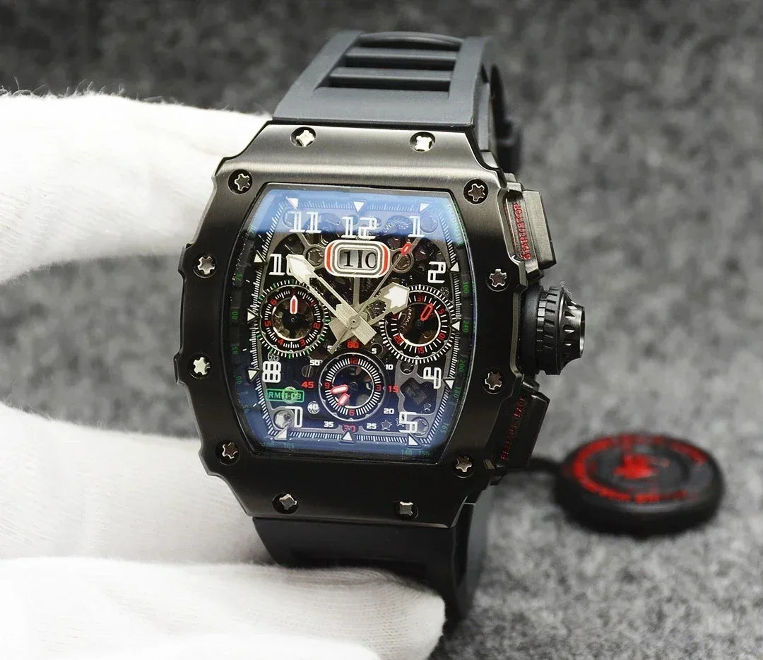 Montre RM en forme de tonneau de haute qualité, marque de luxe supérieure pour montre mécanique homme, montre automatique homme Montre Homme