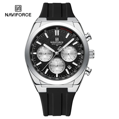 NAVIFORCE Montres Homme Chronographe Multifonctionnel Bracelet en Silicone Aiguilles Lumineuses Étanche 3ATM Haute Qualité Original pour Homme