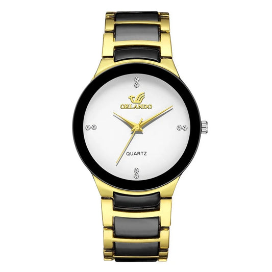 Men's quartz watch with stainless steel strap and classic dial
