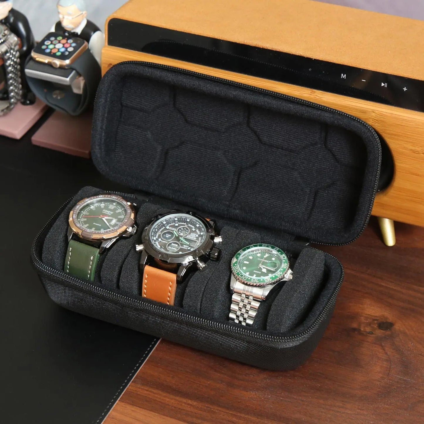 Organisateur de boîte de montres pour hommes ou femmes, étui de voyage portable pour montres, présentoir de montres pour montres-bracelets et montres connectées