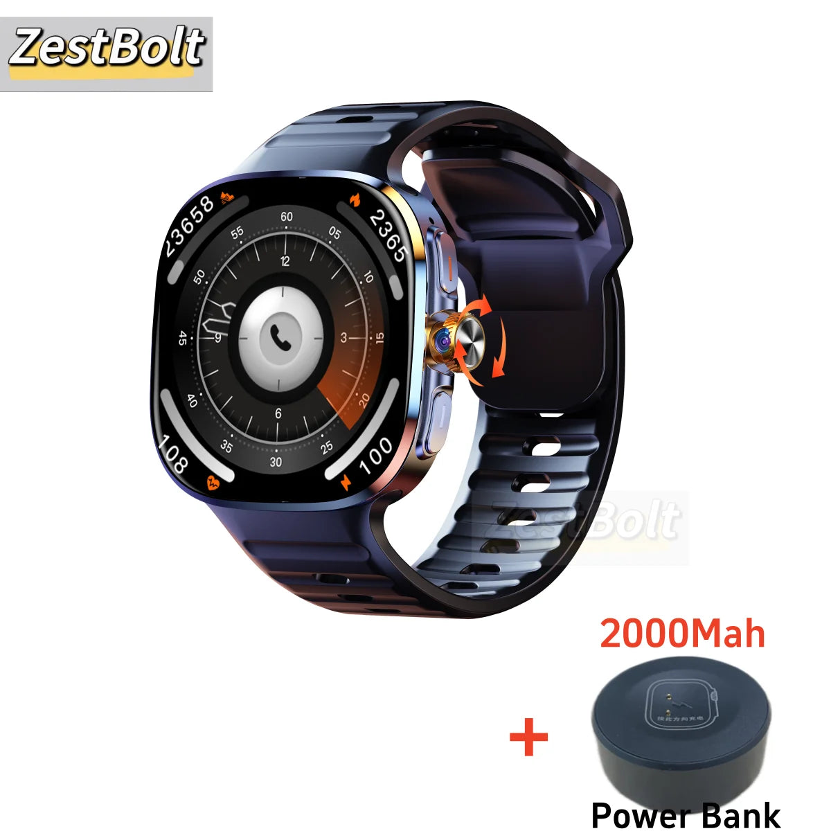 Montre connectée M99 avec écran Amoled plus grand de 2,4 pouces, menu à 12 panneaux, caméra rotative à 190°, batterie de 2100 mAh et système d'exploitation Android 10.0
