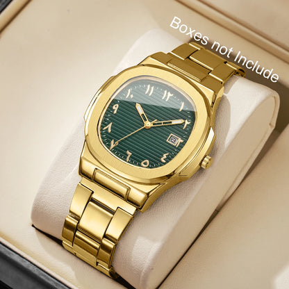 Montre de Luxe pour Homme, Cadran Carré Tendance, Bracelet en Acier Inoxydable, Mouvement à Quartz avec Calendrier (Sans Boîte)