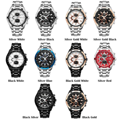 CURREN 8023 Montre à Quartz Homme Étanche Sport Militaire Montres Hommes Affaires Acier Inoxydable Montre-bracelet Homme Horloge Reloj Hombre