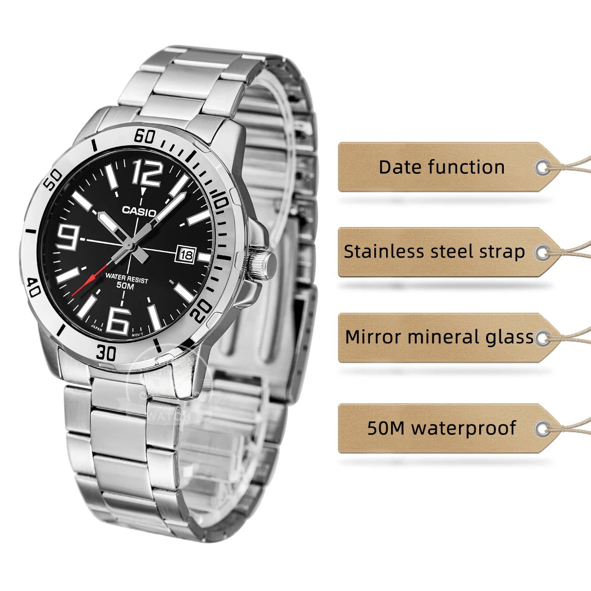 Montre Casio pour homme, bracelet en acier inoxydable, styles professionnels, relogio masculino MTP-VD01D