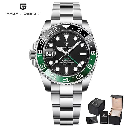 Montre Homme PAGANI DESIGN GMT 40mm Automatique Verre Saphir Acier Inoxydable Étanche Top Marque Cadeau RelogioMasculino