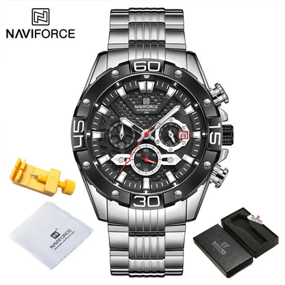 NAVIFORCE NF8019 Classic Chronograph Stainless Steel Strap