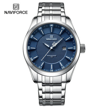 Montre NAVIFORCE de luxe pour homme, montre-bracelet étanche à quartz lumineuse en acier inoxydable, montres à la mode pour hommes