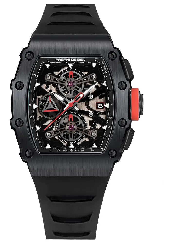 ChronoState Vector Elite Rectangle Skeleton Quartz Watch for Men
