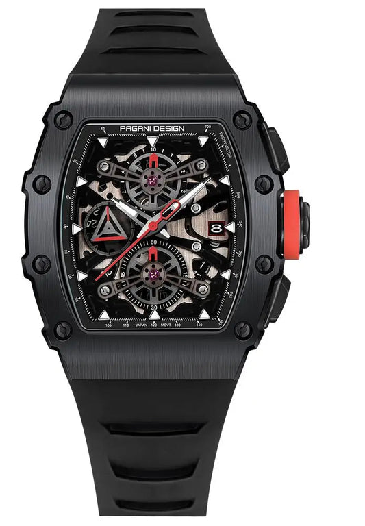 ChronoState Vector Elite Rectangle Skeleton Quartz Watch for Men